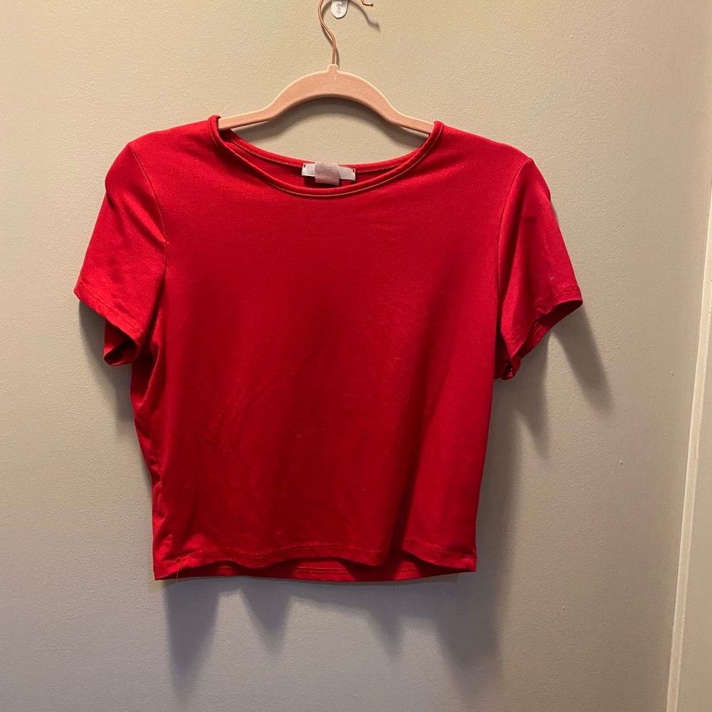 Red long crop top!